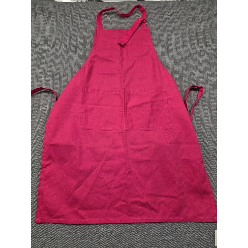 Sur La Table‎ Fuchsia Pink 100% Cotton Bib Apron with Pockets Style 3154 NEW